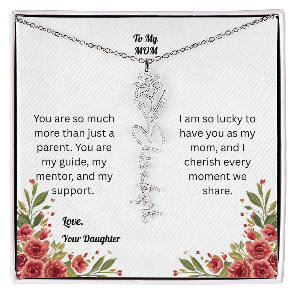 The Mother's Day Garden: Custom Birth Flower and Name Necklace from Daughter