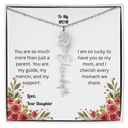 The Mother's Day Garden: Custom Birth Flower and Name Necklace from Daughter