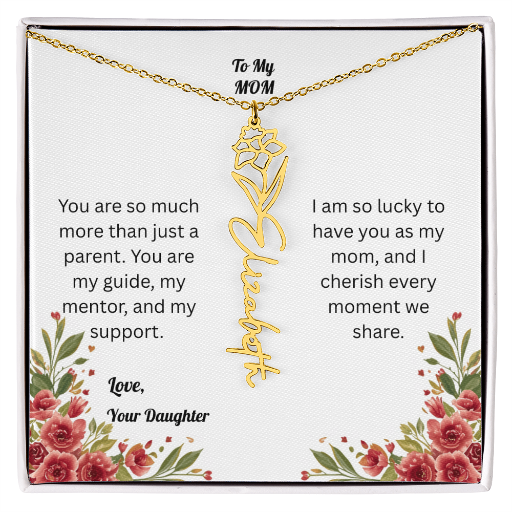 The Mother's Day Garden: Custom Birth Flower and Name Necklace from Daughter