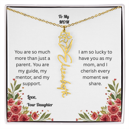 The Mother's Day Garden: Custom Birth Flower and Name Necklace from Daughter