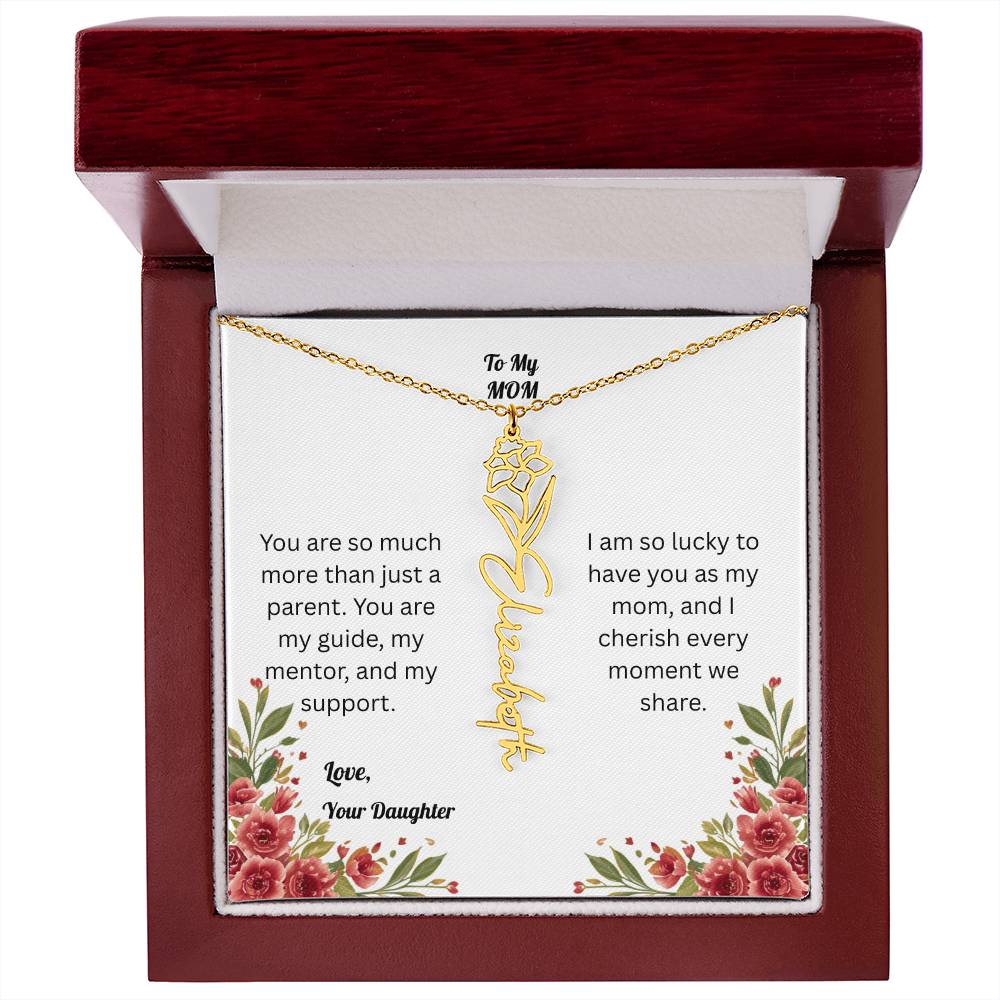 The Mother's Day Garden: Custom Birth Flower and Name Necklace from Daughter