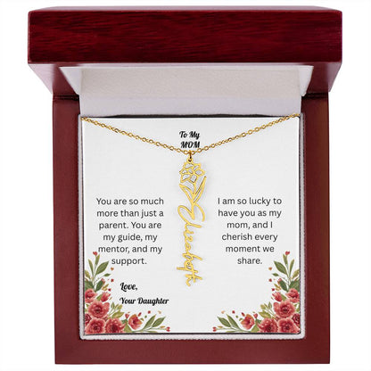 The Mother's Day Garden: Custom Birth Flower and Name Necklace from Daughter