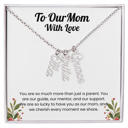 Custom Multiple Name Vertical Necklace for Mom