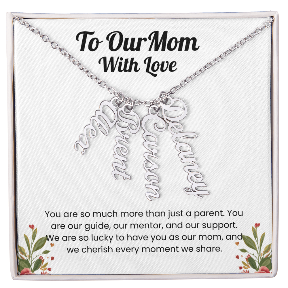 Custom Multiple Name Vertical Necklace for Mom