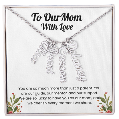 Custom Multiple Name Vertical Necklace for Mom