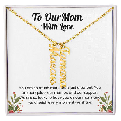 Custom Multiple Name Vertical Necklace for Mom