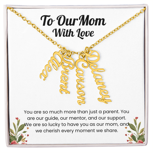 Custom Multiple Name Vertical Necklace for Mom