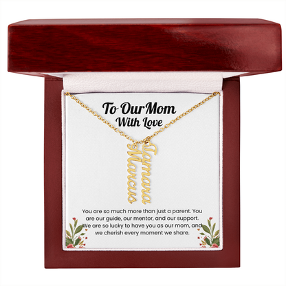 Custom Multiple Name Vertical Necklace for Mom
