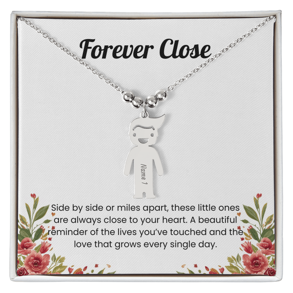 Engraved kid charm necklace stainless steel