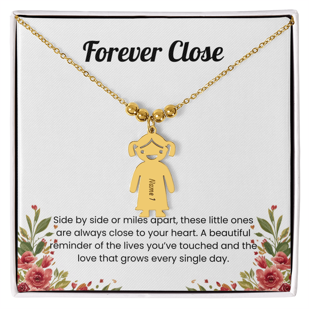 Engraved kid charm necklace gold