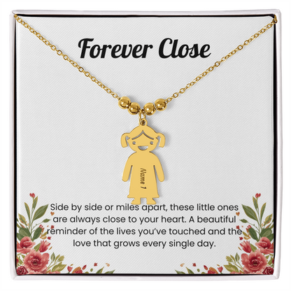 Engraved kid charm necklace gold