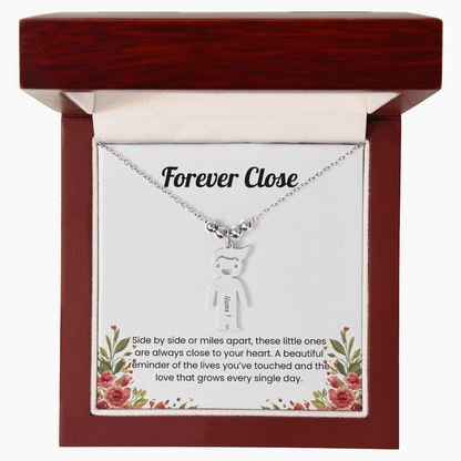 Engraved kid charm necklace stainless steel deluxe box
