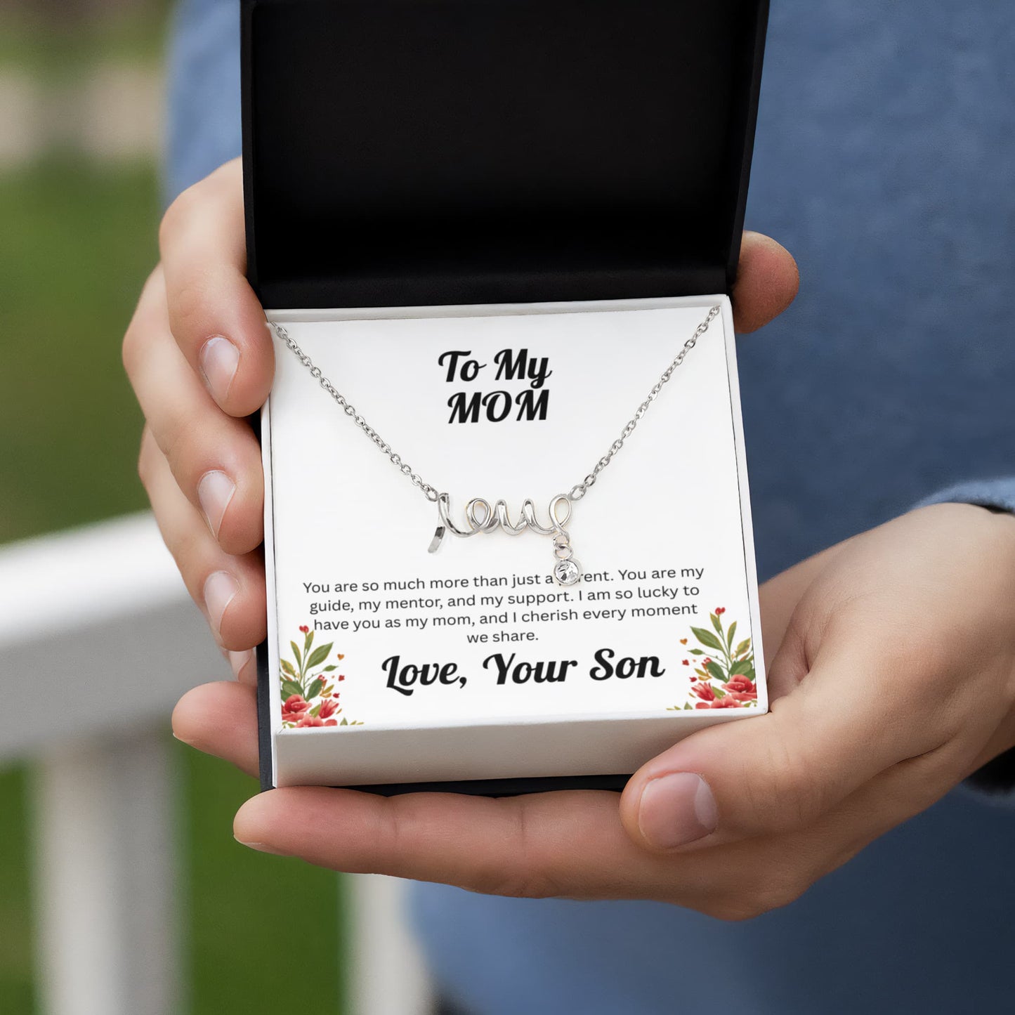 Scripted Love Necklace - to Mom from Son