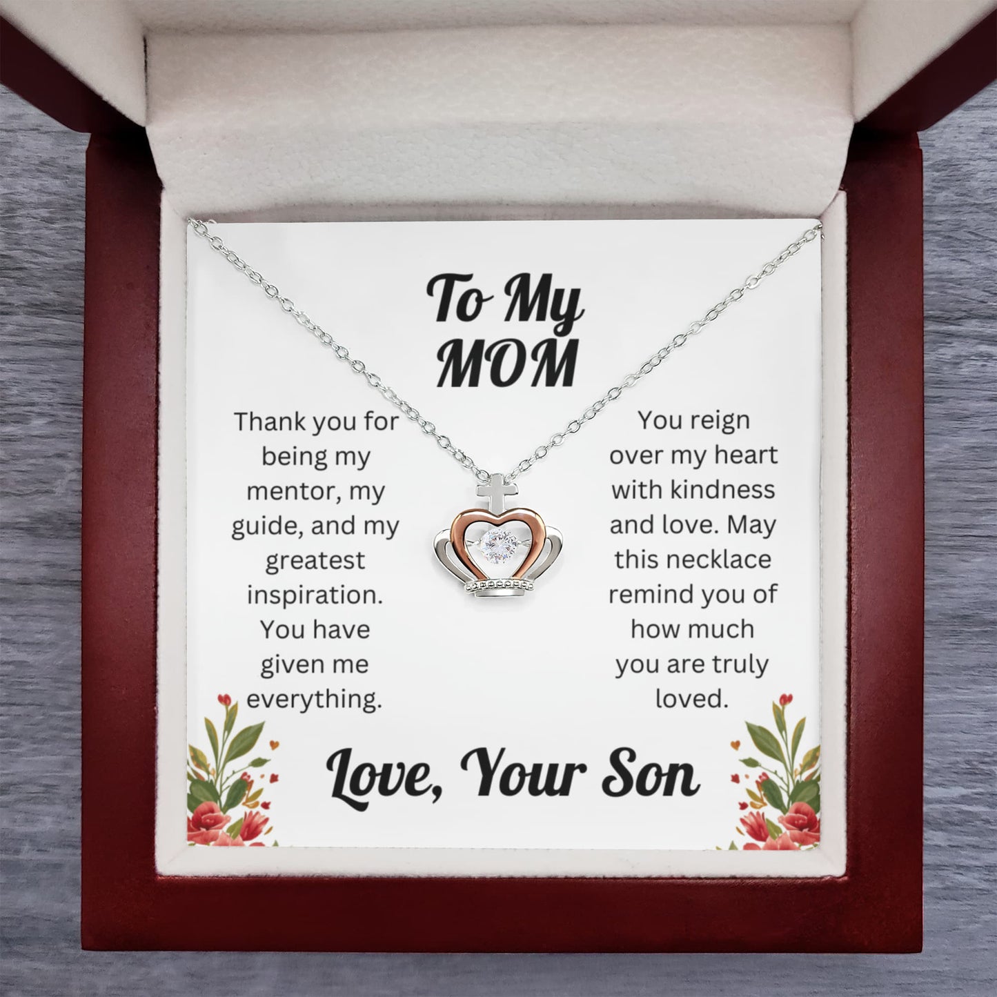 Crown Pendant Necklace for Mom from Son