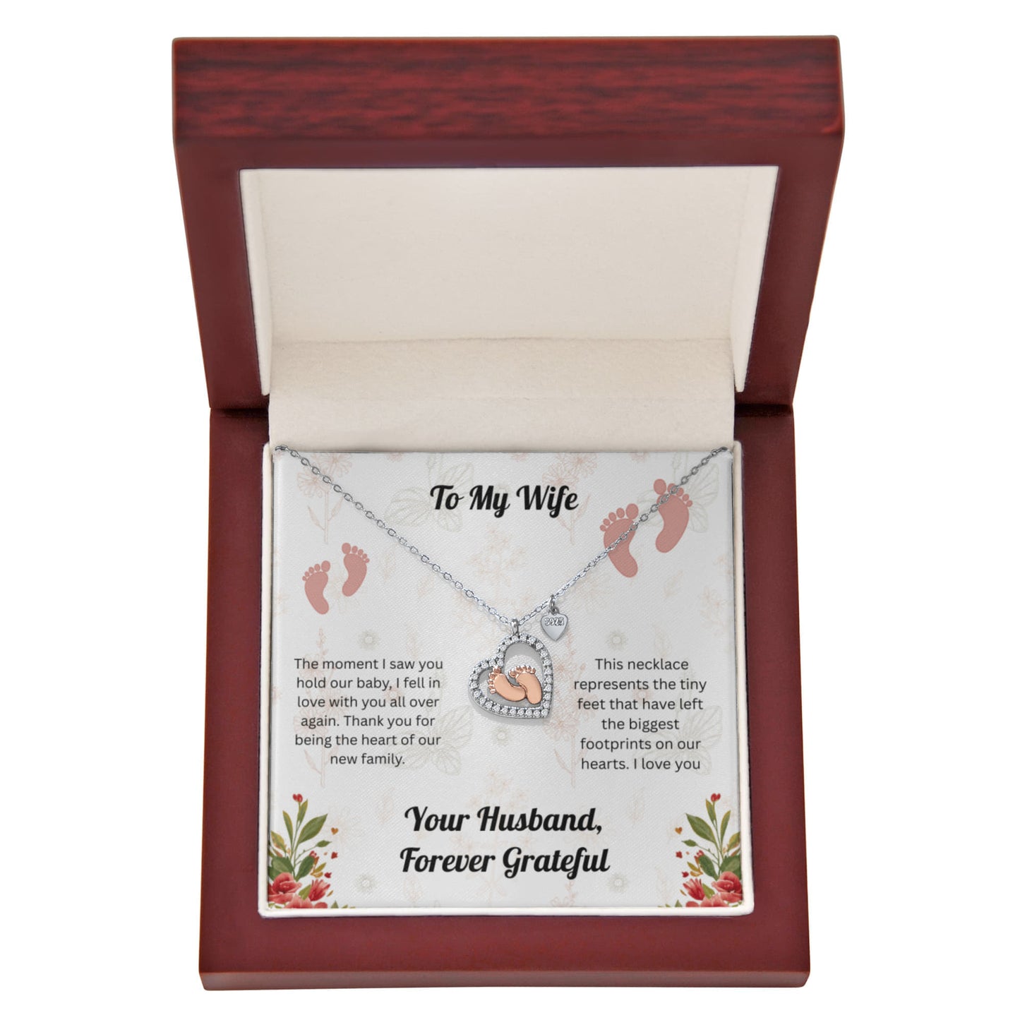 Baby Feet Heart Necklace 